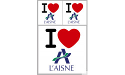Département de L'Aisne (02) - 3 autocollants "J'aime" - Sticker/autocollant